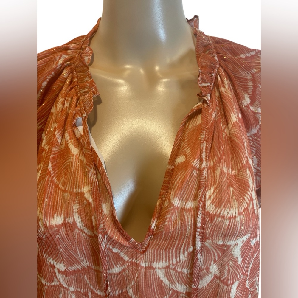 Lavender Brown Women's rust multi Patterned Top s… - image 3